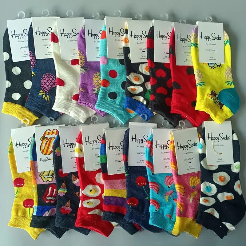 Happy Funny Feet Womens Graphic Socks Summer Fruit Painting Dress Socks Low Cut SIZE 36-40