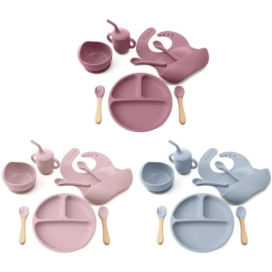 8-piece Set BPA Free Silicone Baby Feeding Set