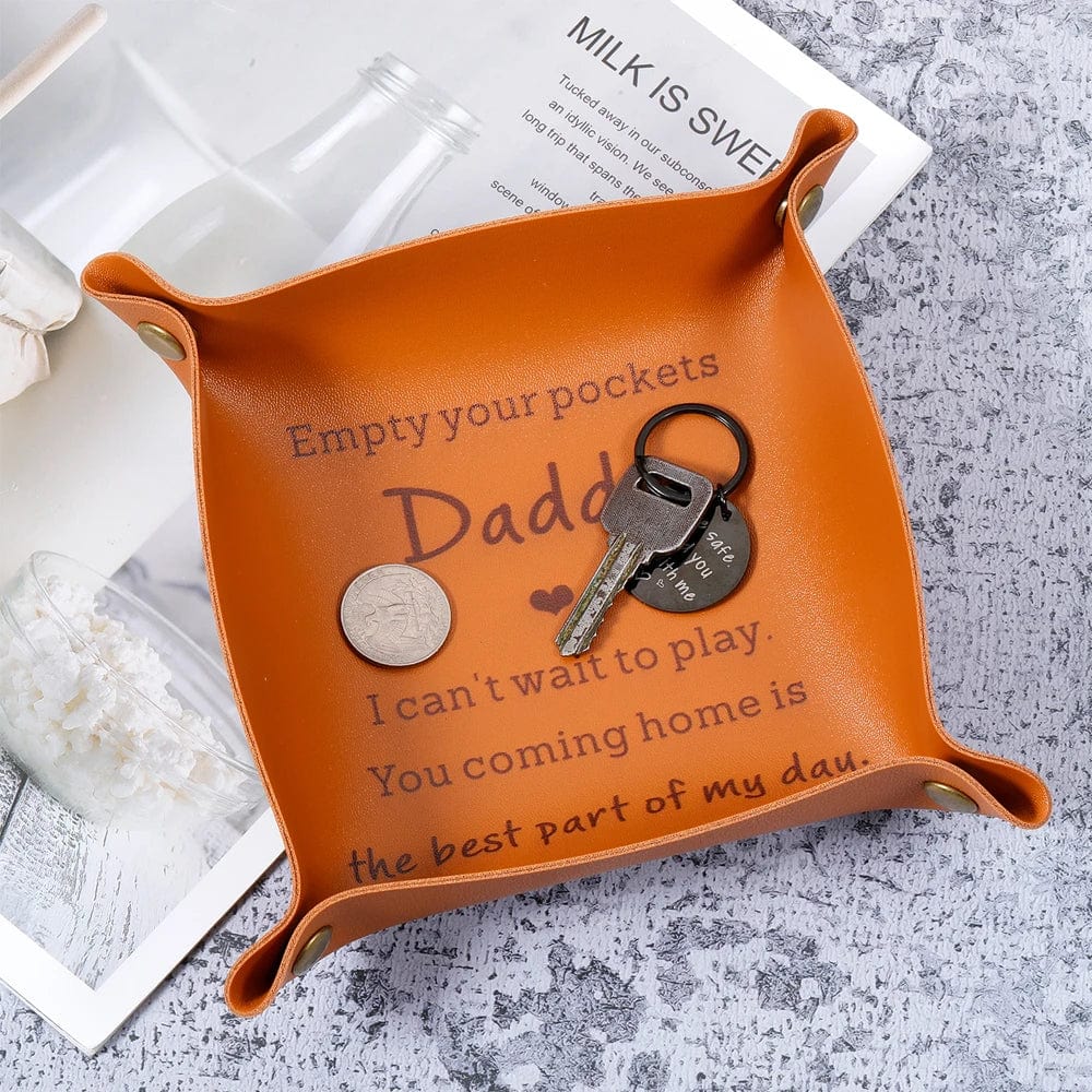 Father's Day Key Leather Storage Empty Tray Gift