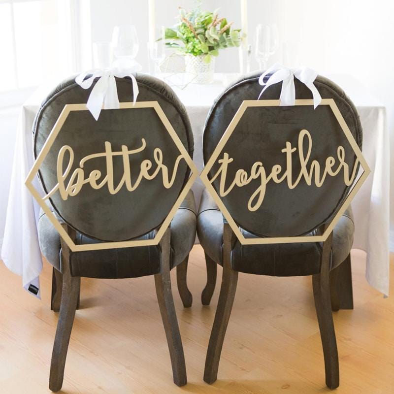 Wood Chair Banner Chairs Sign DIY Wedding Decoration for Engagement Wedding Party Supplies Bride GroomMr Mrs Better Together