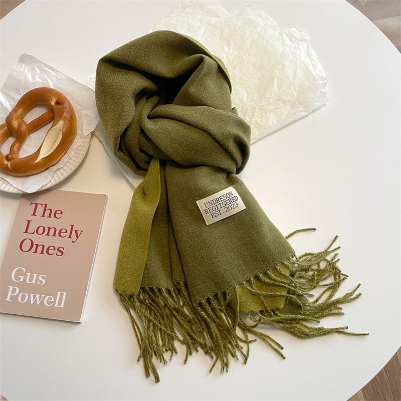 Fashion Solid Warm Scarf New Design Pashmina Winter Double Side Diffrent Color Shawl Wraps Bufanda with Tassel Blanket