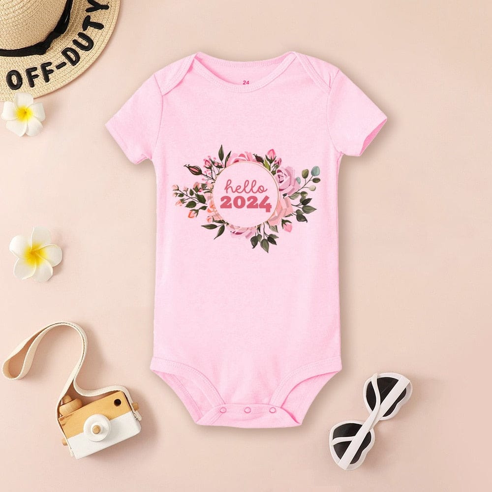 Baby Bodysuit Hello 2024 Infant Romper New Year Baby Gift Toddler Short Sleeve Jumpsuit Boys Girls Clothes Newbron Shower Present