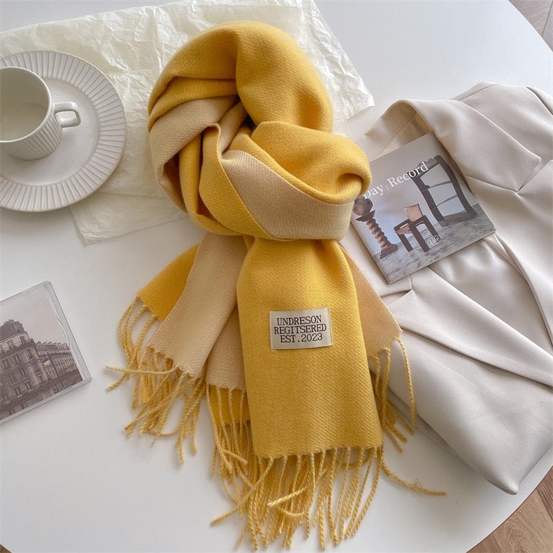 Fashion Solid Warm Scarf New Design Pashmina Winter Double Side Diffrent Color Shawl Wraps Bufanda with Tassel Blanket