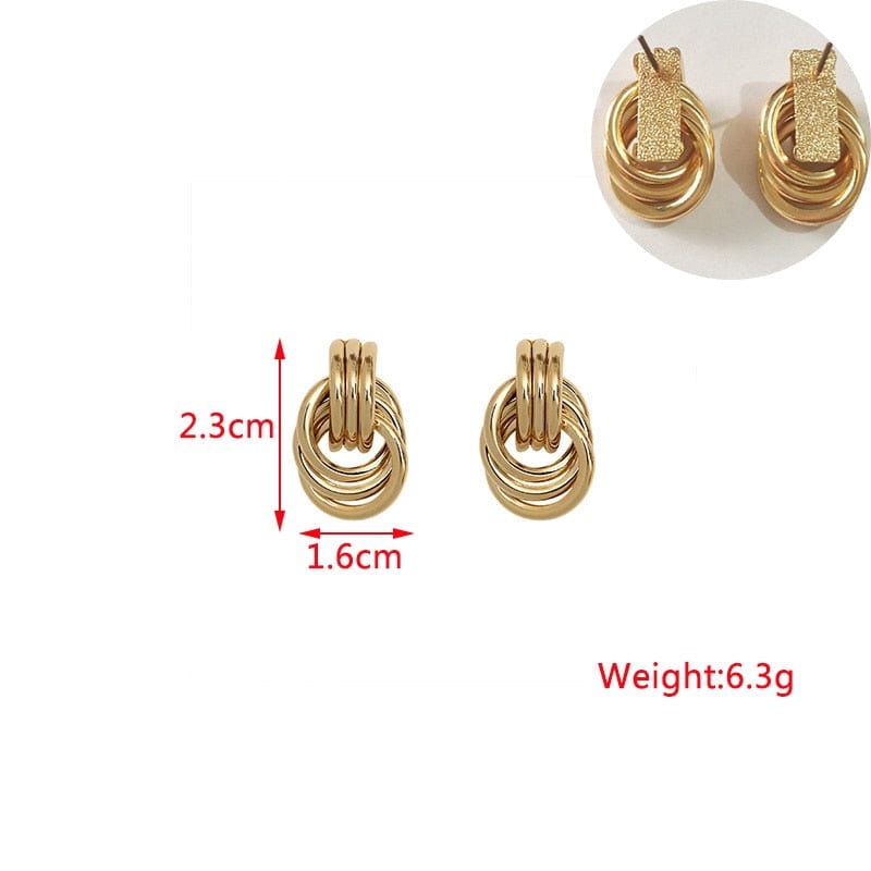 Gold Color Metal Drop Earrings Irregular Hollow Heart Earrings Twisted Geometric Earrings for Women