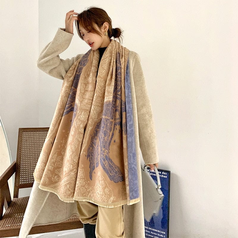 Luxury Winter Scarf Women Design Warm Pashmina Scarves Female Shawl Wraps Thick Foulard