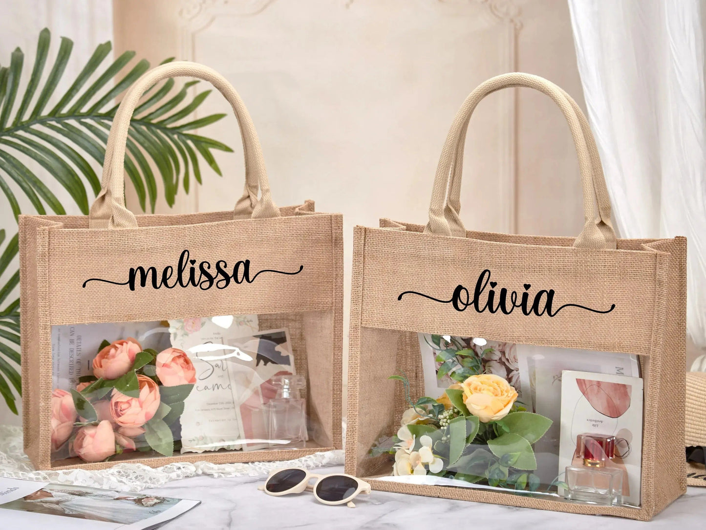 Personalized Name Jute Tote Bag