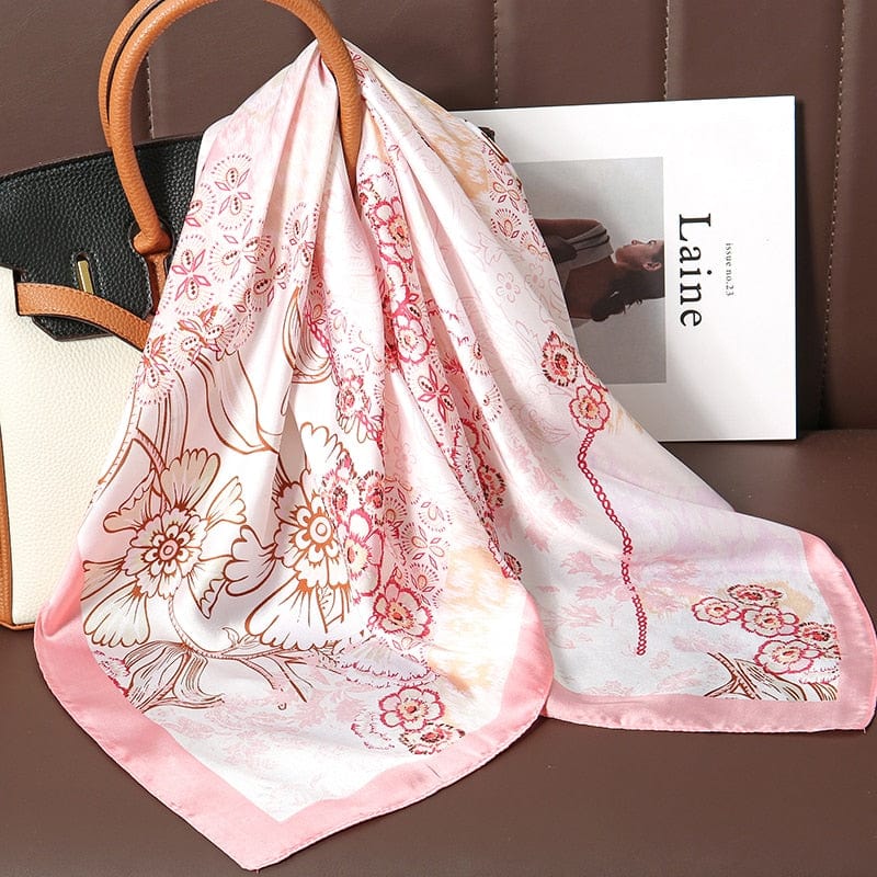 2023 Silk Shawl Print Headscarf Hair Wrap Neckerchief Female Satin Square Scarf For Women Headband Foulard