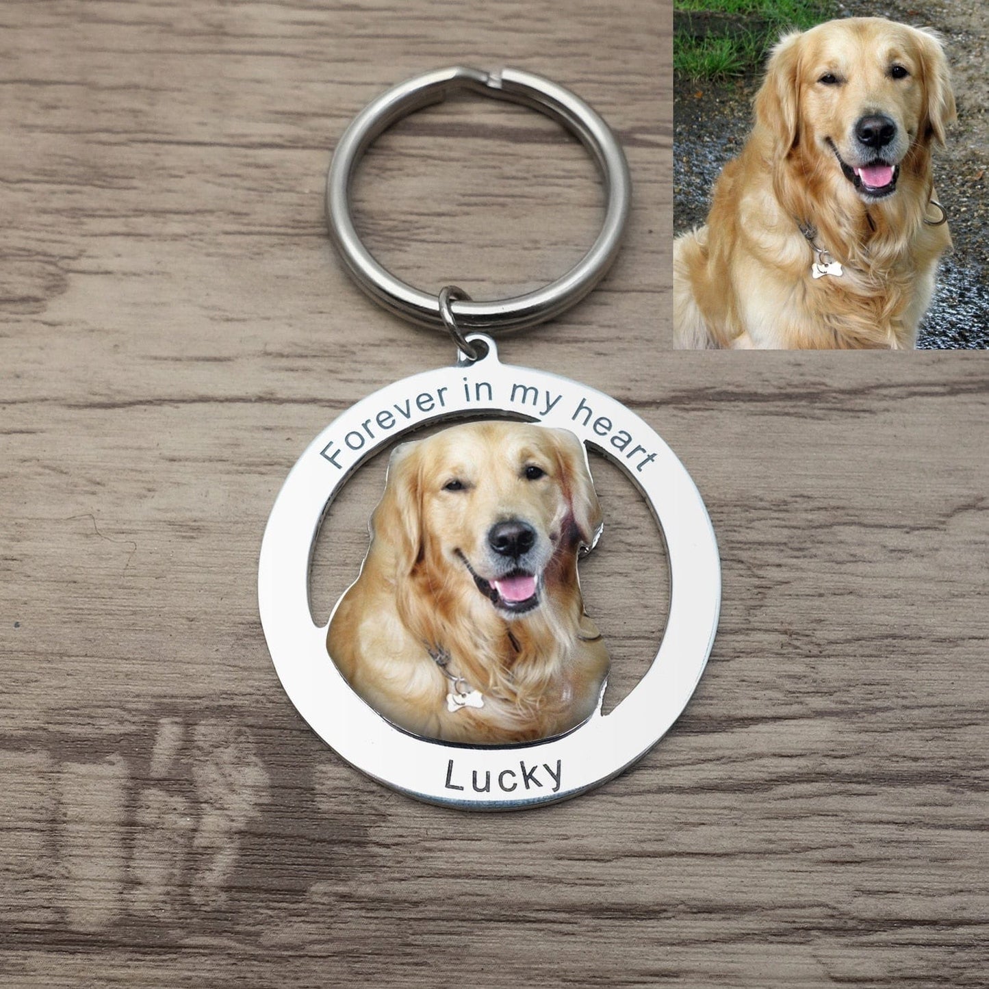 Custom Photo Engraved Memorial Key Chain Your Dog Pet Portrait Customize Gift