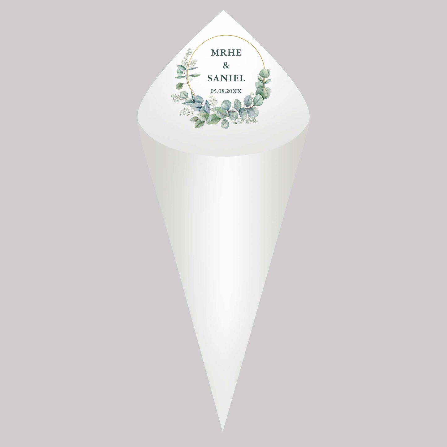 30Pcs Personalized Wedding Cones,White Paper Size 16x16cm ,Custom Name Date Confetti Toss Cones for Bridal Shower Party Favors