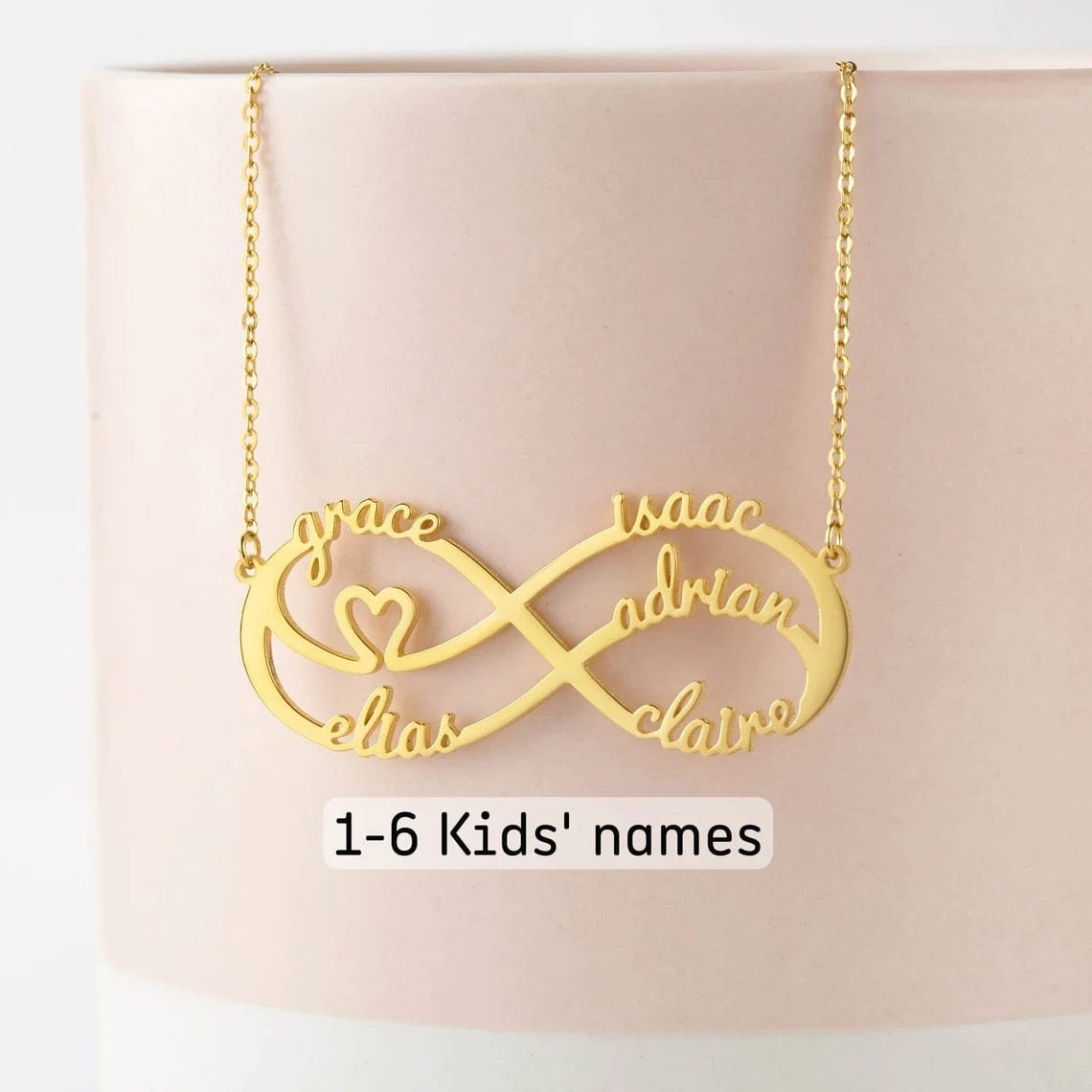 Personalized Custom Name Infinity Symbol Necklace Mom Stainless Steel Necklace With Kids Names Gift for Mom Jewelry