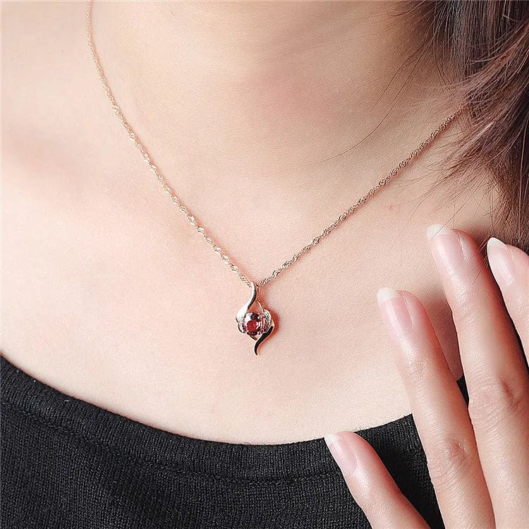 Luxury Red Zircon Pendant Necklace With Apple Gift Box Fashion Jewelry For Women Girlfriend 2023 New Romantic Christmas Gifts