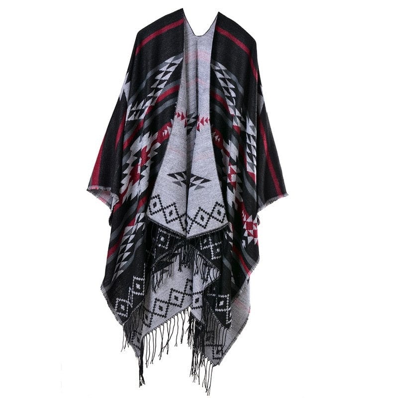 European American Popular Tassel Thickened National Style Travel Fork Shawl Scarf in autumn Ponchos Capes P9