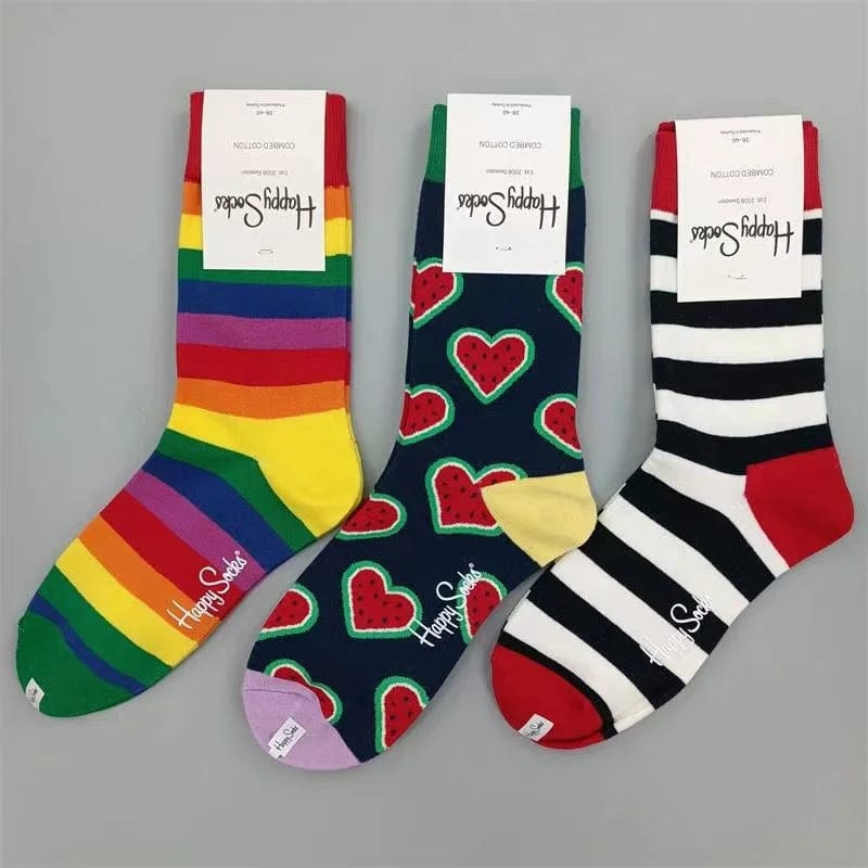 Happy Feet Socks Funny Colorful Socks Fun Bright Crazy Socks Unisex Size 36-40