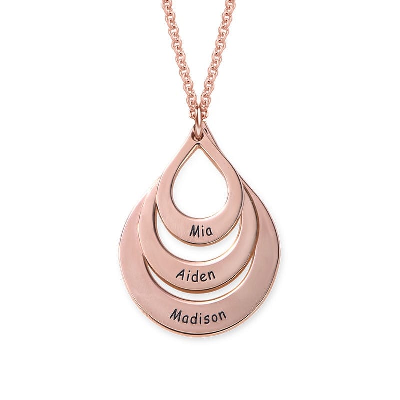 Personalized Jewelry Water Drop Family Name Necklaces Stainless Steel Customized Necklaces Pendants Women Mothers Day Gift