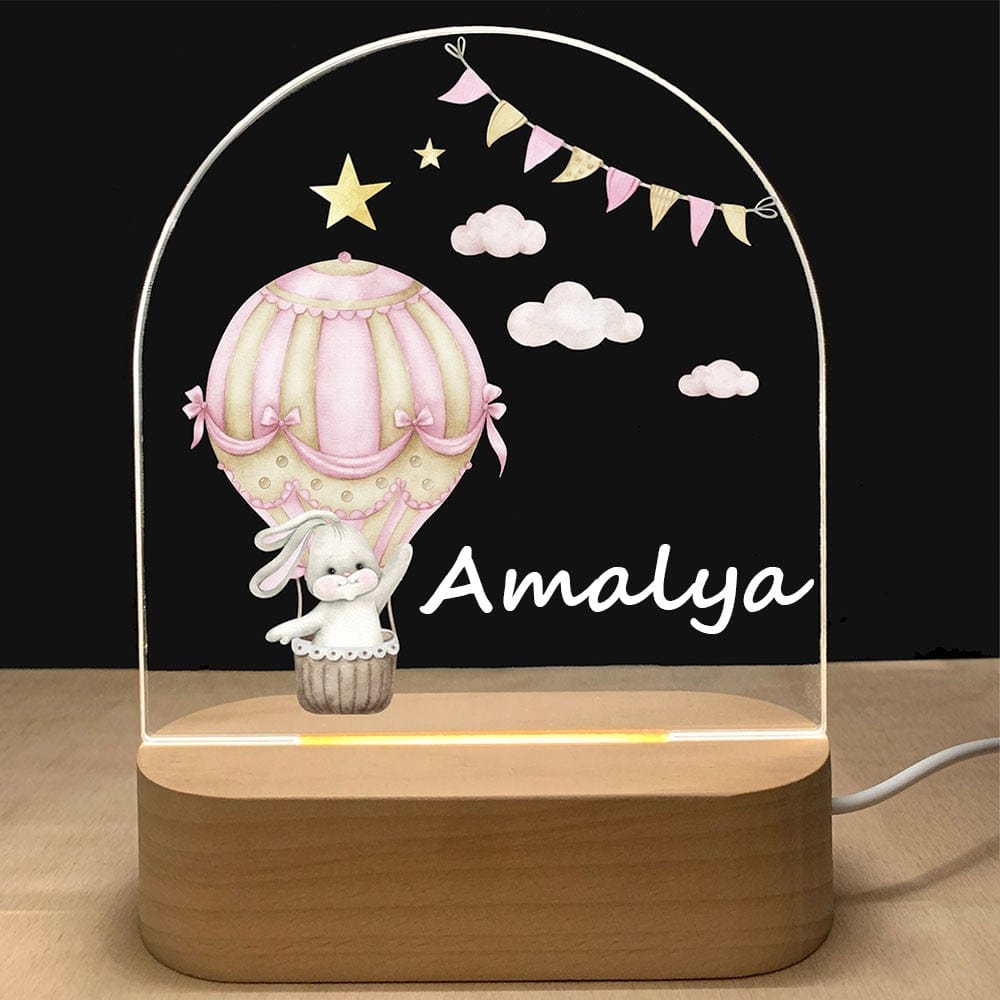 Personalized Baby Birth Wood Base Lamp