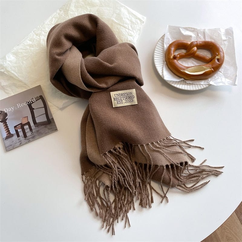 Fashion Solid Warm Scarf New Design Pashmina Winter Double Side Diffrent Color Shawl Wraps Bufanda with Tassel Blanket