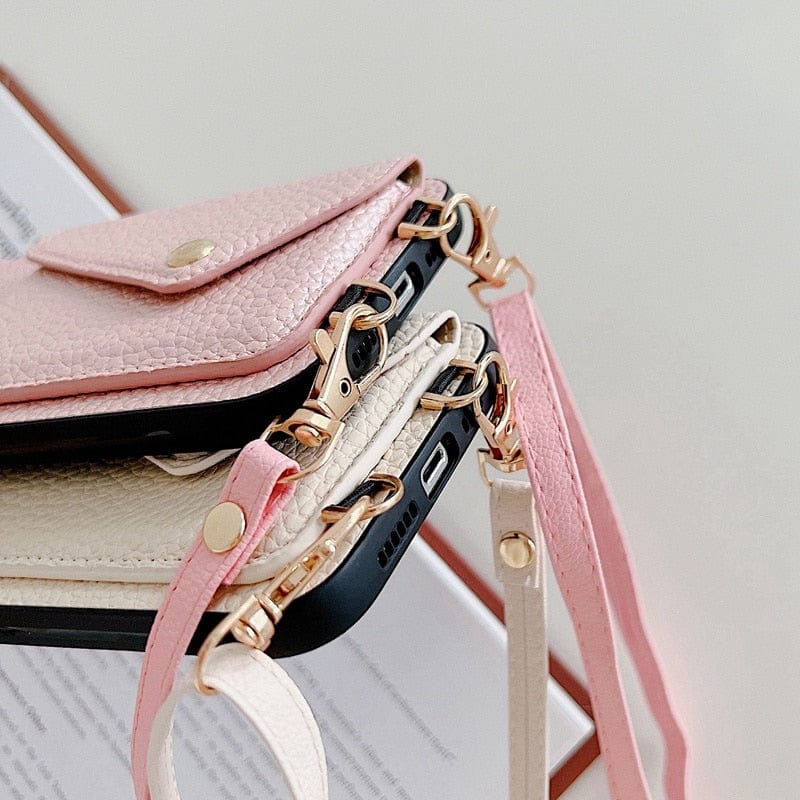 Luxury Crossbody strap lanyard wallet leather case for iPhone 13 11 12 11pro 14pro max 12mini x xr xs card holder phone cover