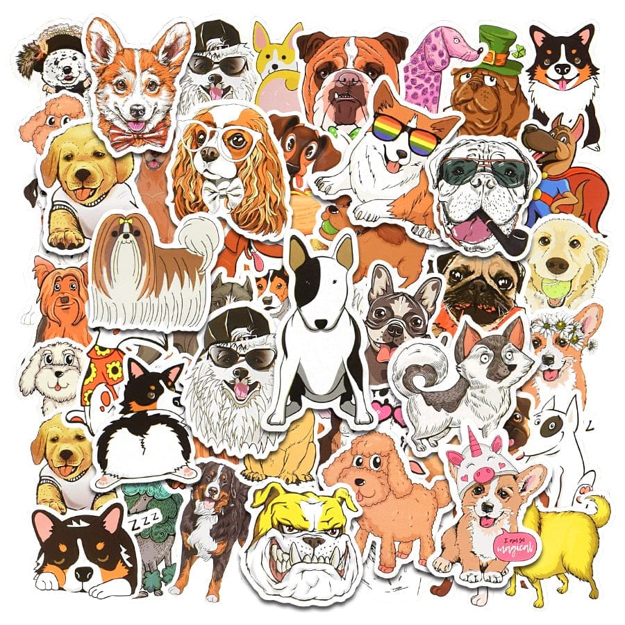 50 PCS Cartoon Stickers Dog Cute Different Style Dogs Sticker Animals Funny Corgi On Laptop Phone Pet Supplies Party Kids Gifts