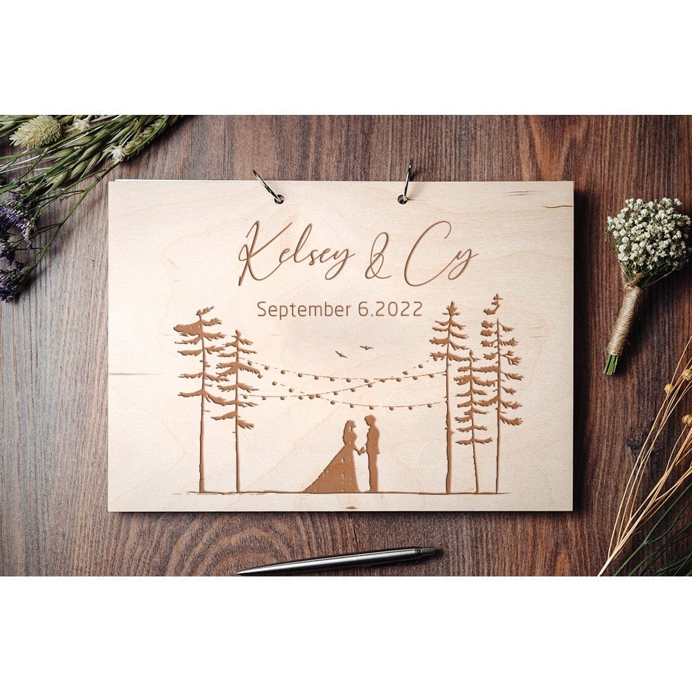 Personalised Wedding Guest A5 Book Party Shower Gift Handmade Wooden Guest Book Photo Album Scrapbook Wedding Keepsake