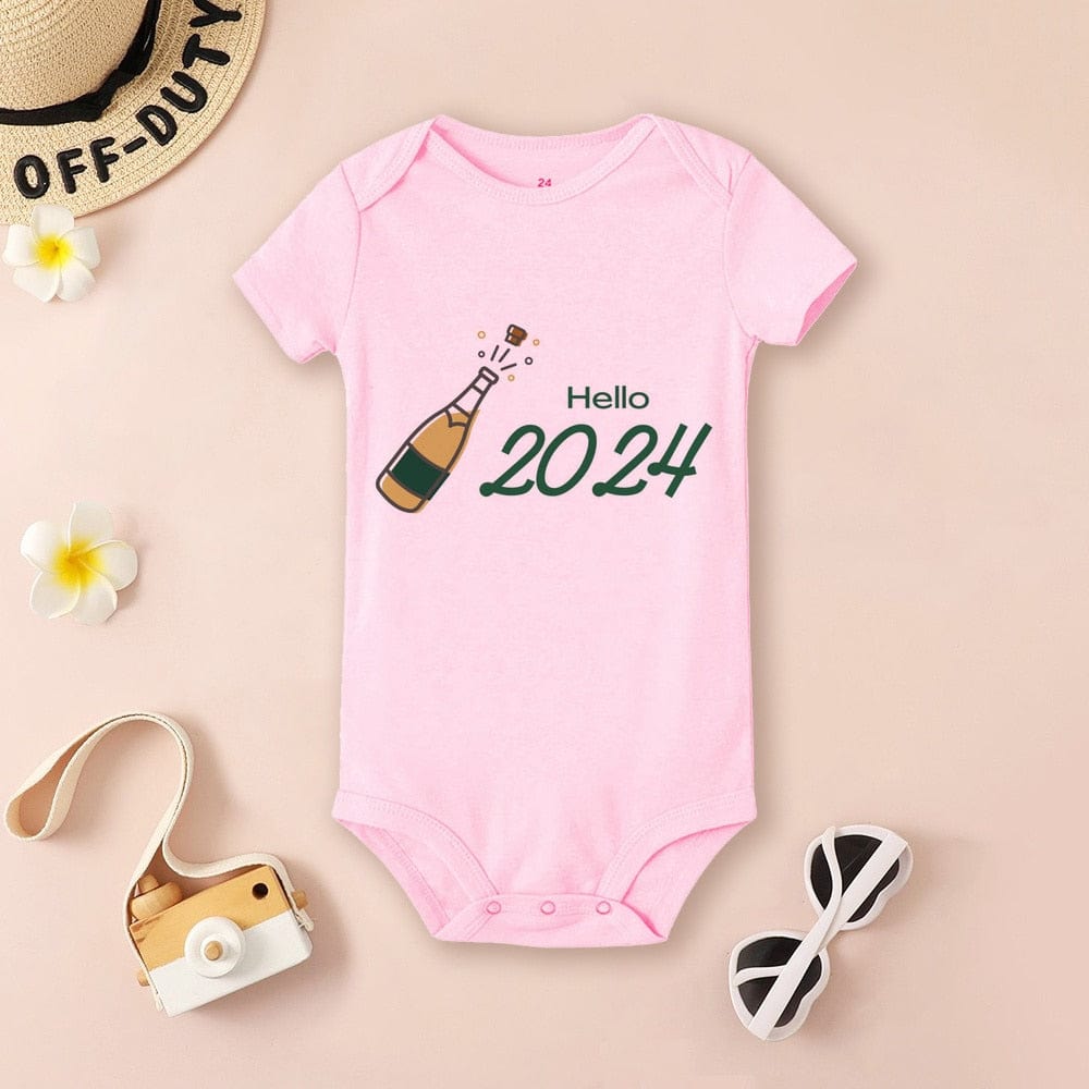 Baby Bodysuit Hello 2024 Infant Romper New Year Baby Gift Toddler Short Sleeve Jumpsuit Boys Girls Clothes Newbron Shower Present