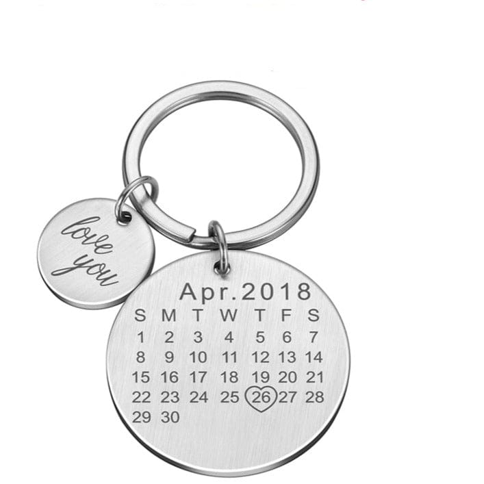 Custom Keychain Personalized Calendar Keychain Hand Carved Calendar Keyring Gift for Boyfriend Girlfriend Private Custom Engraving