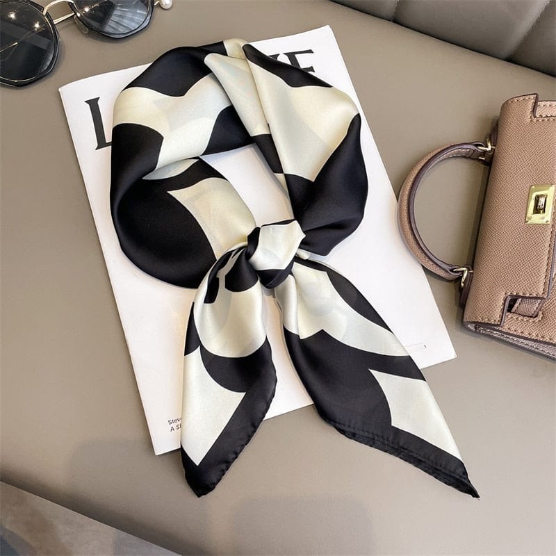 2023 Silk Shawl Print Headscarf Hair Wrap Neckerchief Female Satin Square Scarf For Women Headband Foulard