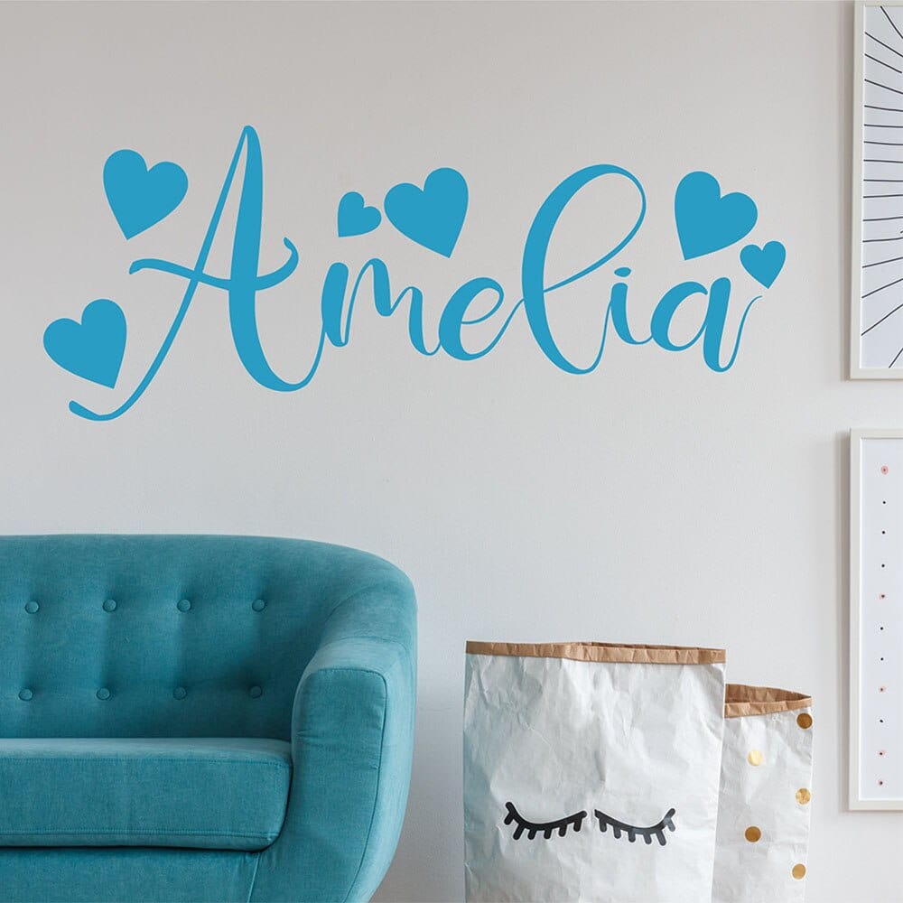 Personalized Baby Decal With Love Calligraphy Style Name Vinyl Wall Sticker Girl Gift Nursery Sweet Decor