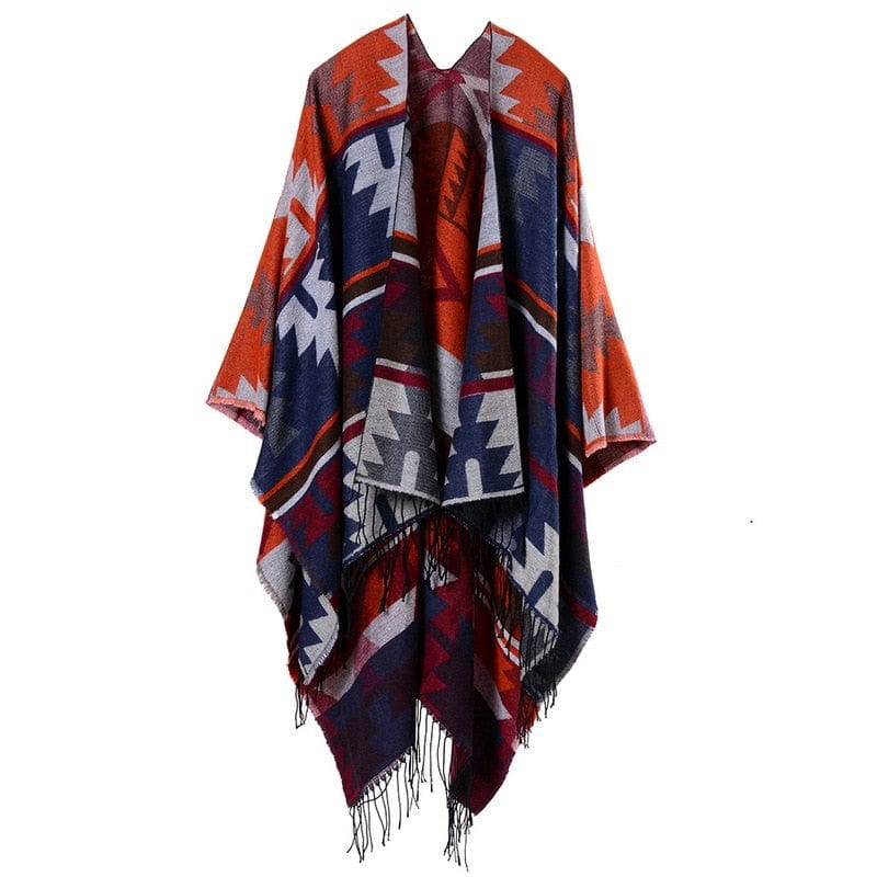 European American Popular Tassel Thickened National Style Travel Fork Shawl Scarf in autumn Ponchos Capes P9