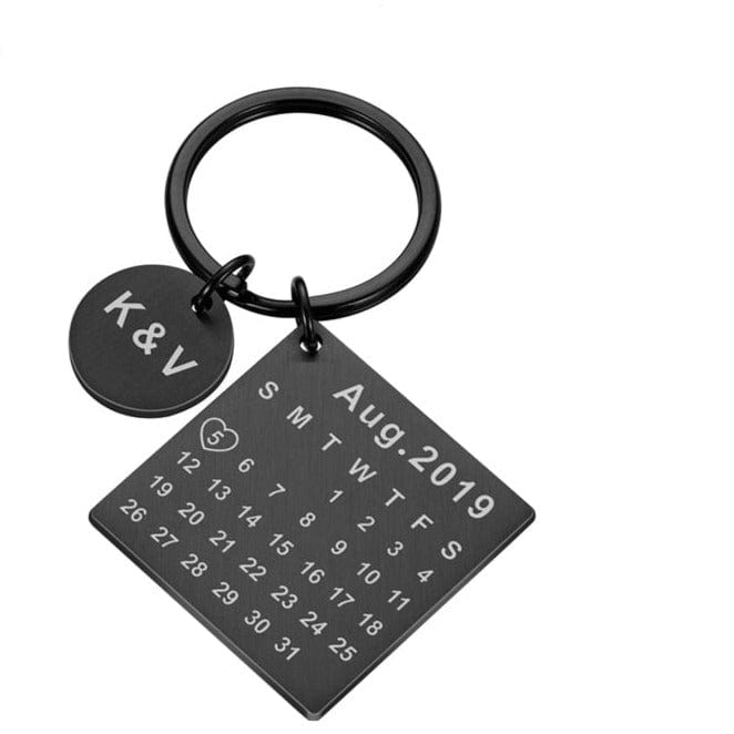 Custom Keychain Personalized Calendar Keychain Hand Carved Calendar Keyring Gift for Boyfriend Girlfriend Private Custom Engraving