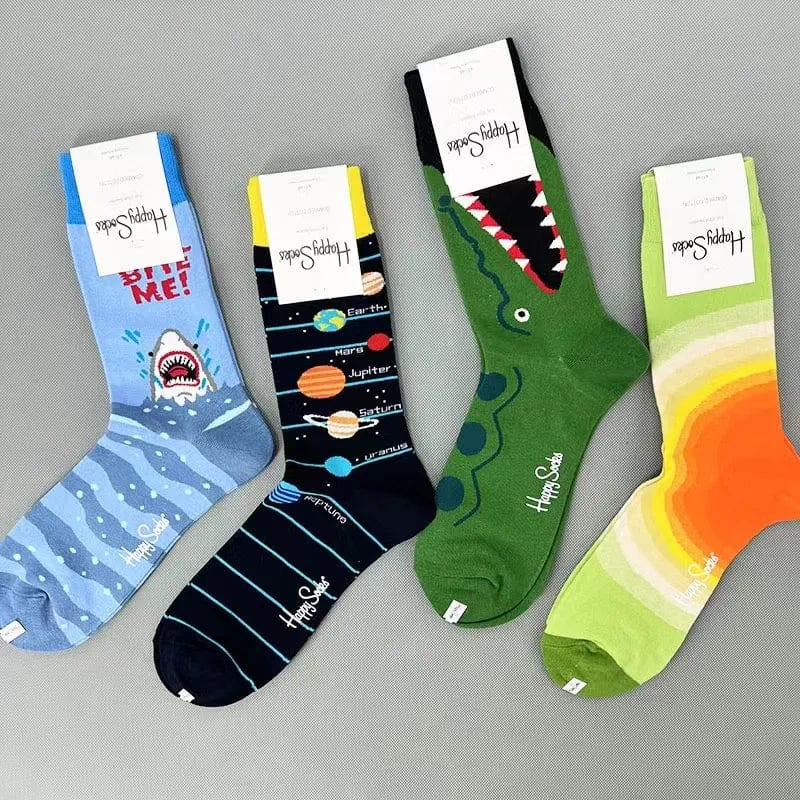 Happy Feet Socks Men's Cotton Socks Four Seasons Thick Middle tube Sports Socks  Size 41-46