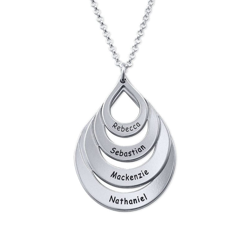 Personalized Jewelry Water Drop Family Name Necklaces Stainless Steel Customized Necklaces Pendants Women Mothers Day Gift