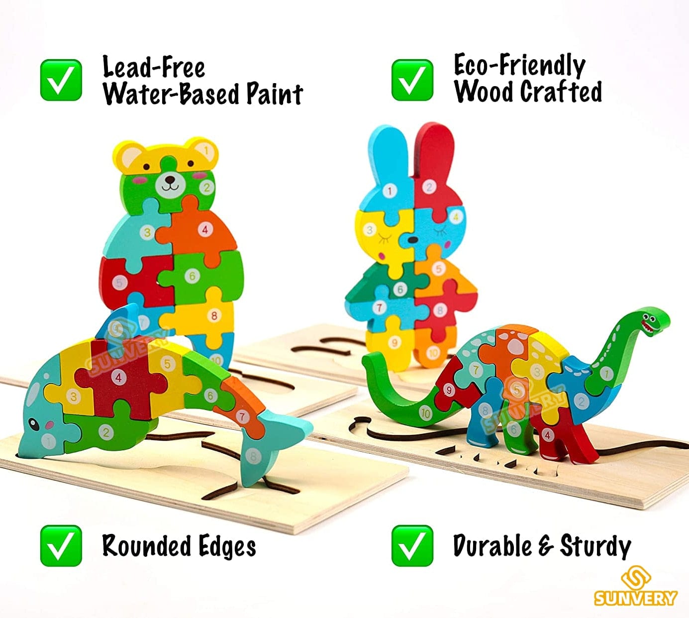 Wooden Toddler Puzzles for Kids Learning Toys for Toddlers 2 3 4 5 Years Old Top 3D Puzzle Educational Dinosaur Toy