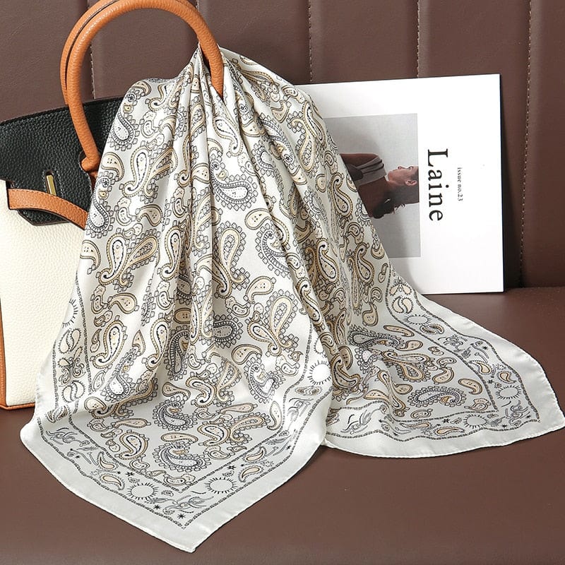 2023 Silk Shawl Print Headscarf Hair Wrap Neckerchief Female Satin Square Scarf For Women Headband Foulard