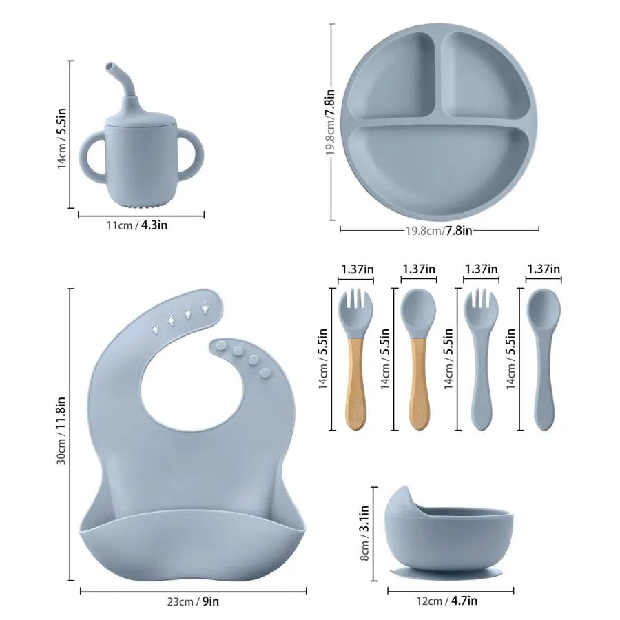 8-piece Set BPA Free Silicone Baby Feeding Set