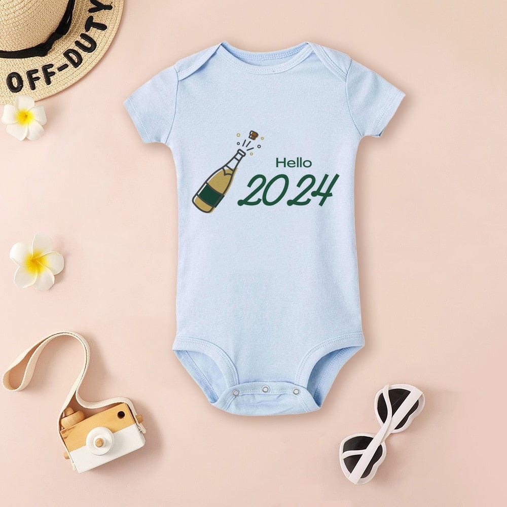 Baby Bodysuit Hello 2024 Infant Romper New Year Baby Gift Toddler Short Sleeve Jumpsuit Boys Girls Clothes Newbron Shower Present