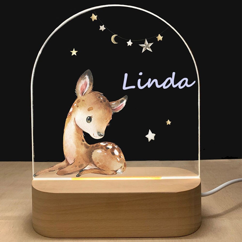 Personalized Baby Birth Night Wood Base Lamp