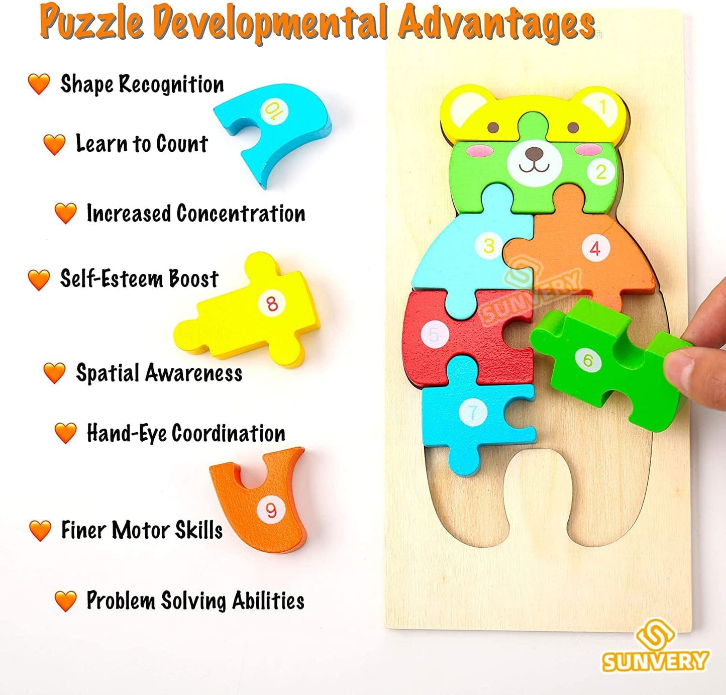 Wooden Toddler Puzzles for Kids Learning Toys for Toddlers 2 3 4 5 Years Old Top 3D Puzzle Educational Dinosaur Toy