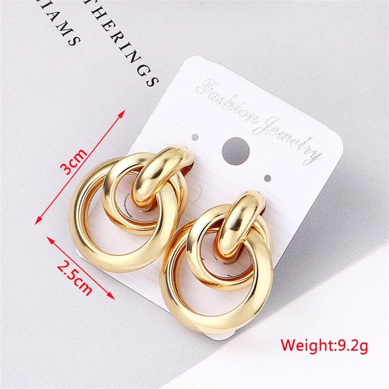 Gold Color Metal Drop Earrings Irregular Hollow Heart Earrings Twisted Geometric Earrings for Women