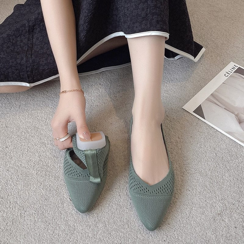 Solid Colour Knitting Flat Shoes for Women Fashion Female Casual Ballet Flats Footware Breathable Mesh Comfort Loafers