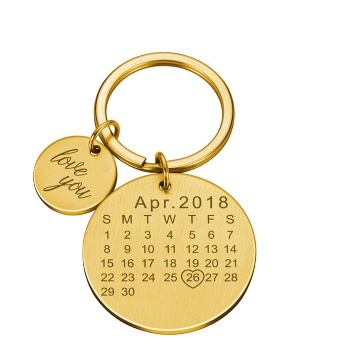 Custom Keychain Personalized Calendar Keychain Hand Carved Calendar Keyring Gift for Boyfriend Girlfriend Private Custom Engraving