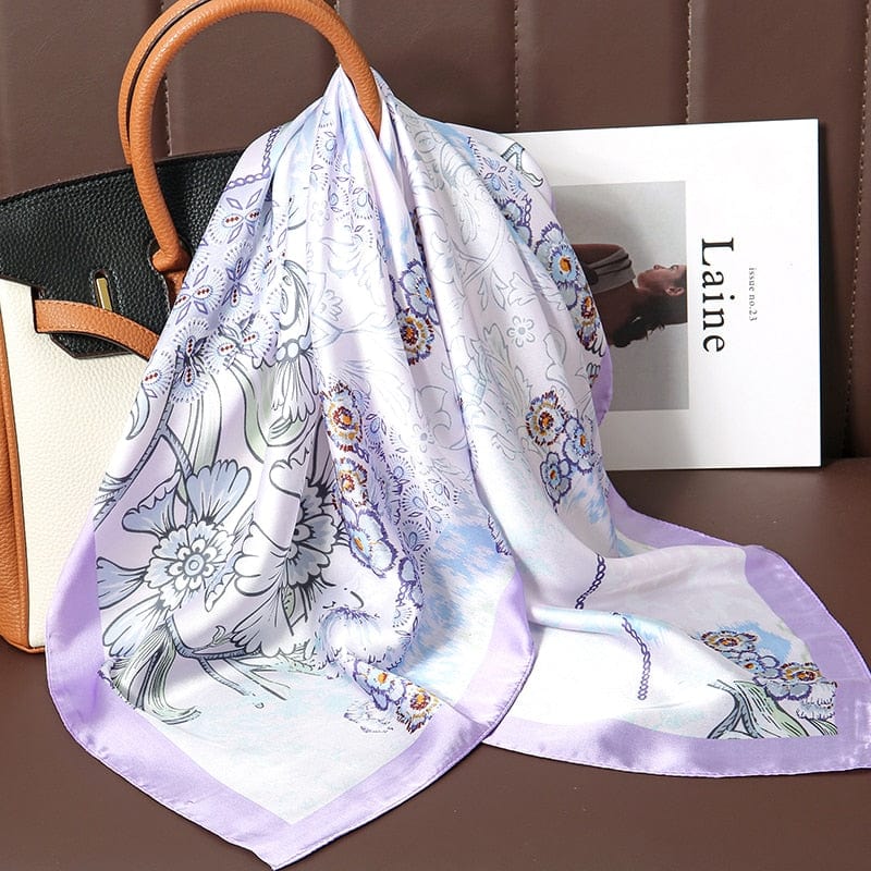 2023 Silk Shawl Print Headscarf Hair Wrap Neckerchief Female Satin Square Scarf For Women Headband Foulard