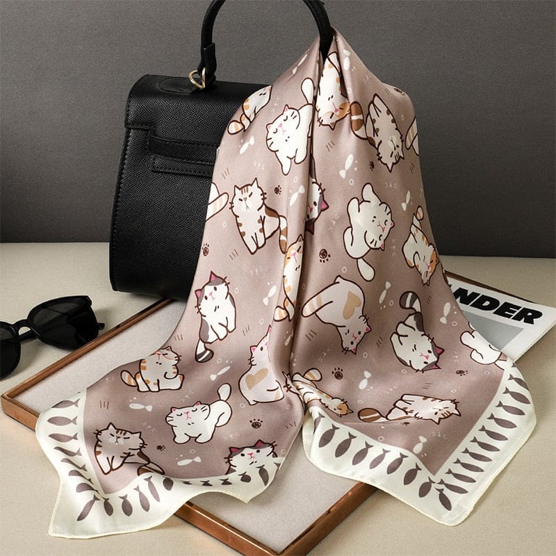 2023 Silk Shawl Print Headscarf Hair Wrap Neckerchief Female Satin Square Scarf For Women Headband Foulard