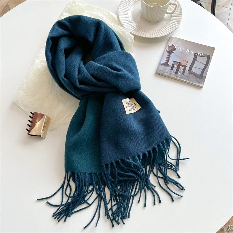 Fashion Solid Warm Scarf New Design Pashmina Winter Double Side Diffrent Color Shawl Wraps Bufanda with Tassel Blanket