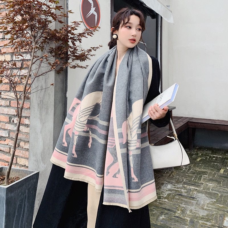 Luxury Winter Scarf Women Design Warm Pashmina Scarves Female Shawl Wraps Thick Foulard