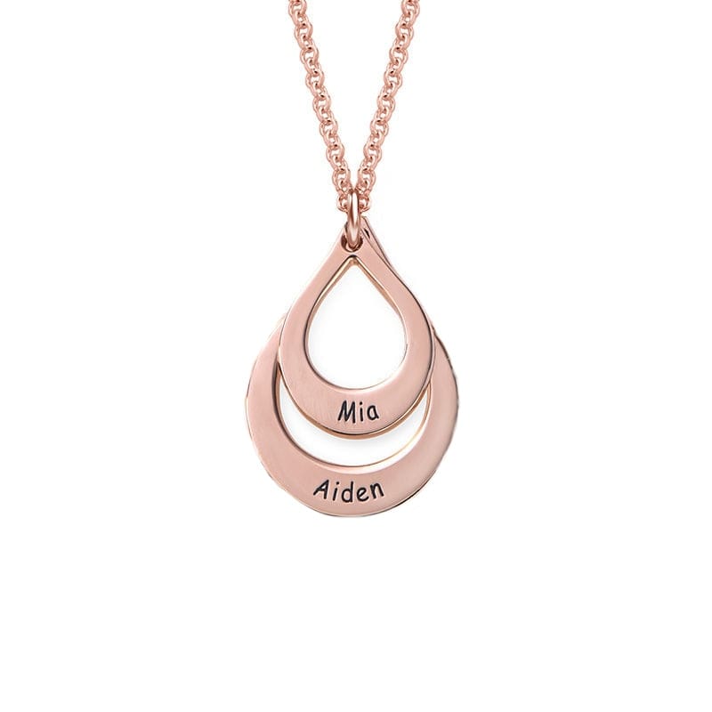 Personalized Jewelry Water Drop Family Name Necklaces Stainless Steel Customized Necklaces Pendants Women Mothers Day Gift