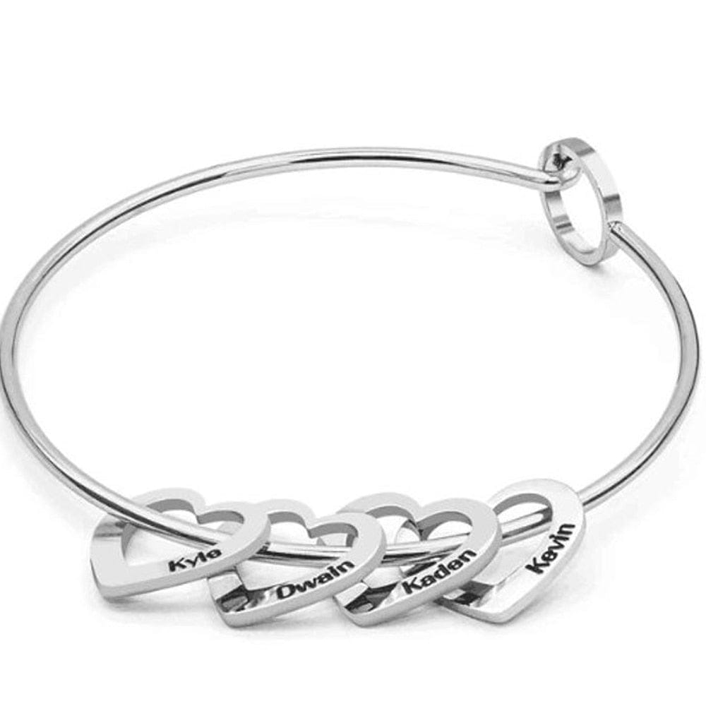 Personalized Bracelet for Women Stainless Steel Love Charms with Carving Name Adjustable Bangle Custom Jewelry