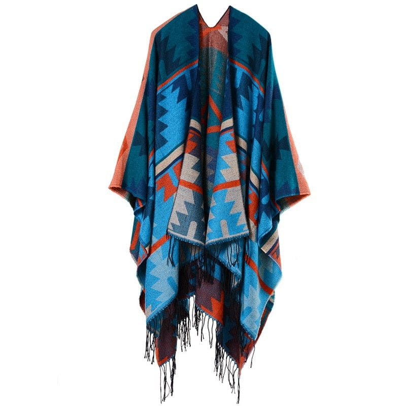 European American Popular Tassel Thickened National Style Travel Fork Shawl Scarf in autumn Ponchos Capes P9