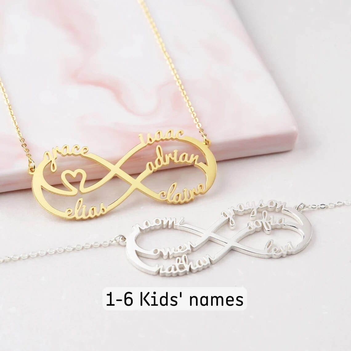 Personalized Custom Name Infinity Symbol Necklace Mom Stainless Steel Necklace With Kids Names Gift for Mom Jewelry