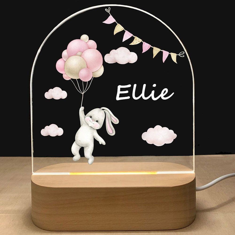 Personalized Baby Birth Wood Base Lamp