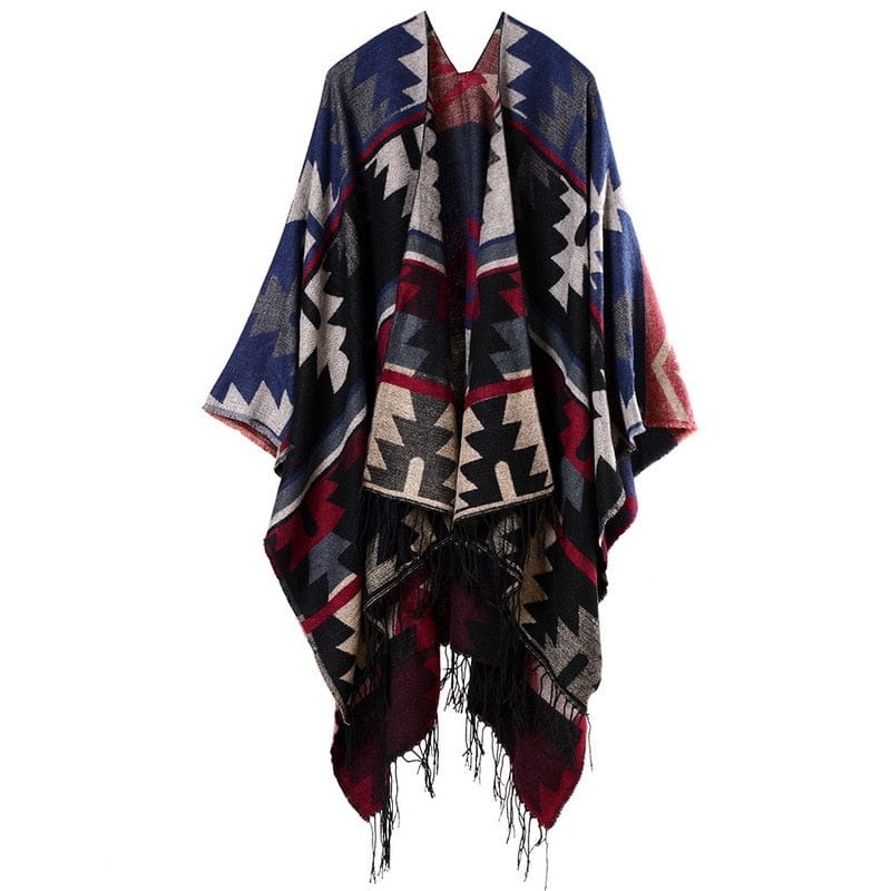 European American Popular Tassel Thickened National Style Travel Fork Shawl Scarf in autumn Ponchos Capes P9